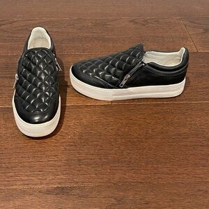 ASH Black Jodie Trainers Quilted Leather Sneakers Size 38/7